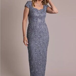 OLEG CASSINI
Short-Sleeve Sweetheart Soutache Sheath Dress